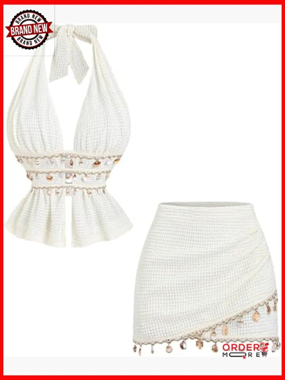 Women's 2 Piece Skirt Set Halter Crop Top & Wrap Skirt